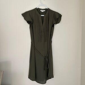Molly Bracken Green Flutter Sleeve Wrap Midi Dress